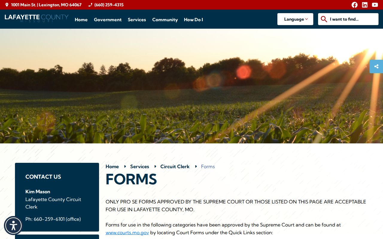 Lafayette County civil docket forms for civil and small-claims records