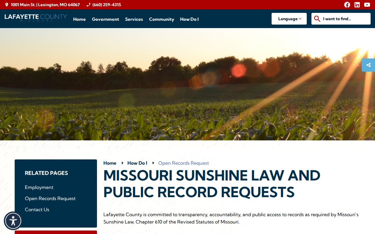 Lafayette County court records Sunshine request route