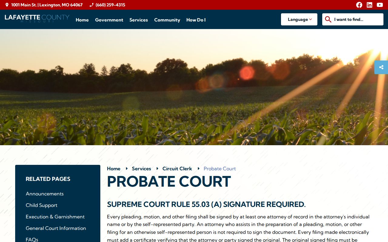 Lafayette County court records and probate filing information