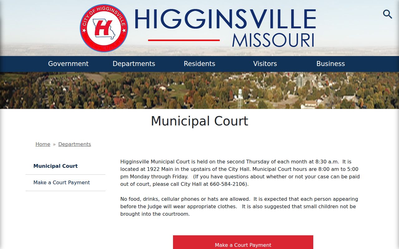 Higginsville court docket and Municipal Court schedule information