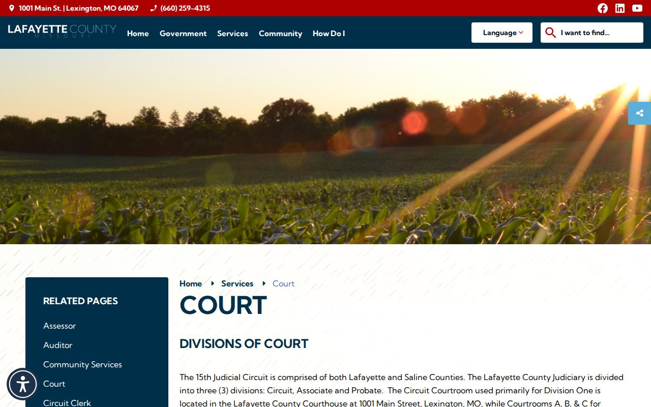 Lafayette County court docket court structure and division information