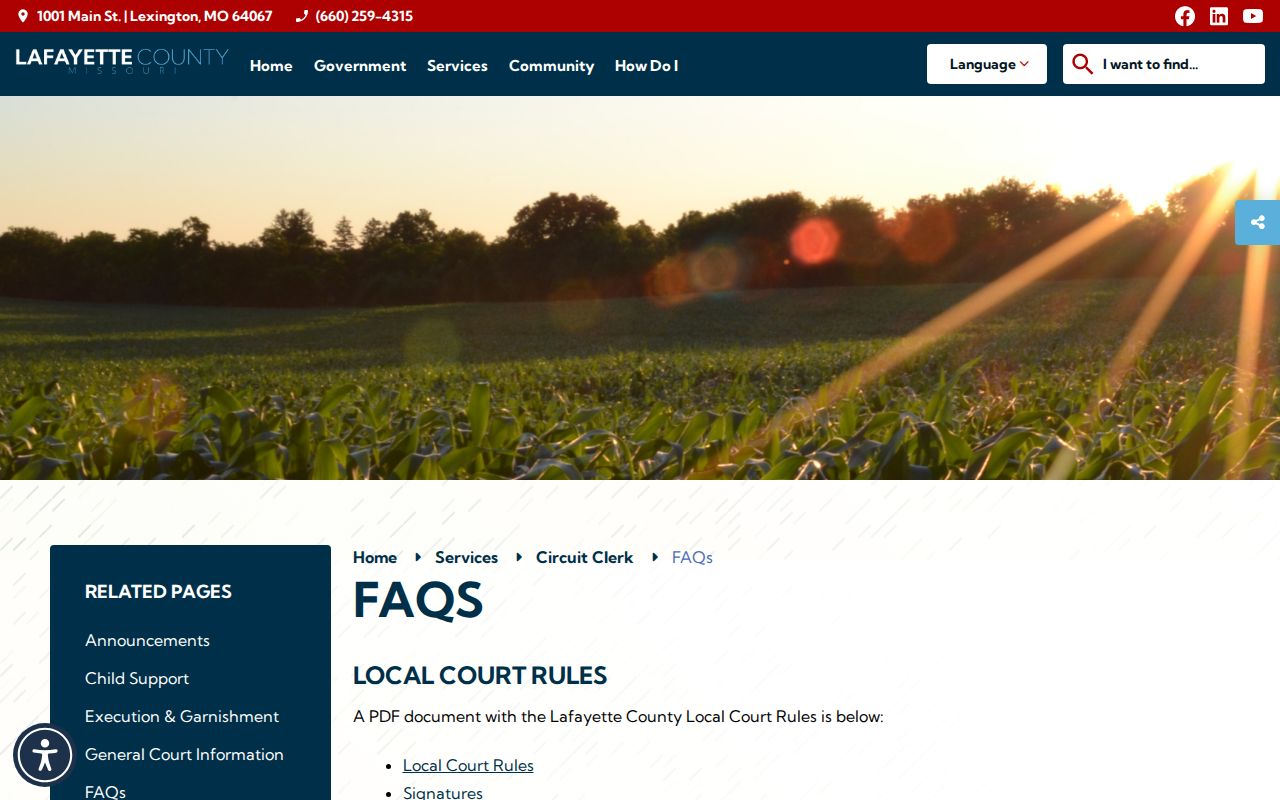Lafayette County traffic court records FAQ page