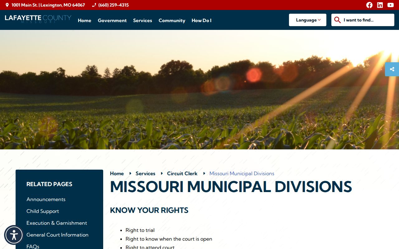 Wellington court docket route through Lafayette County Associate Circuit Division